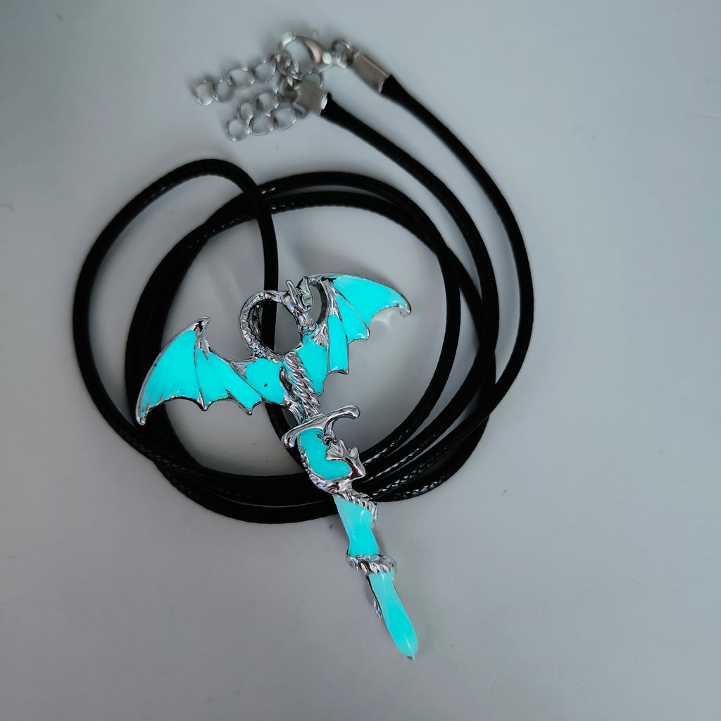Glow in the Dark Dragon Sword Pendant and Chain