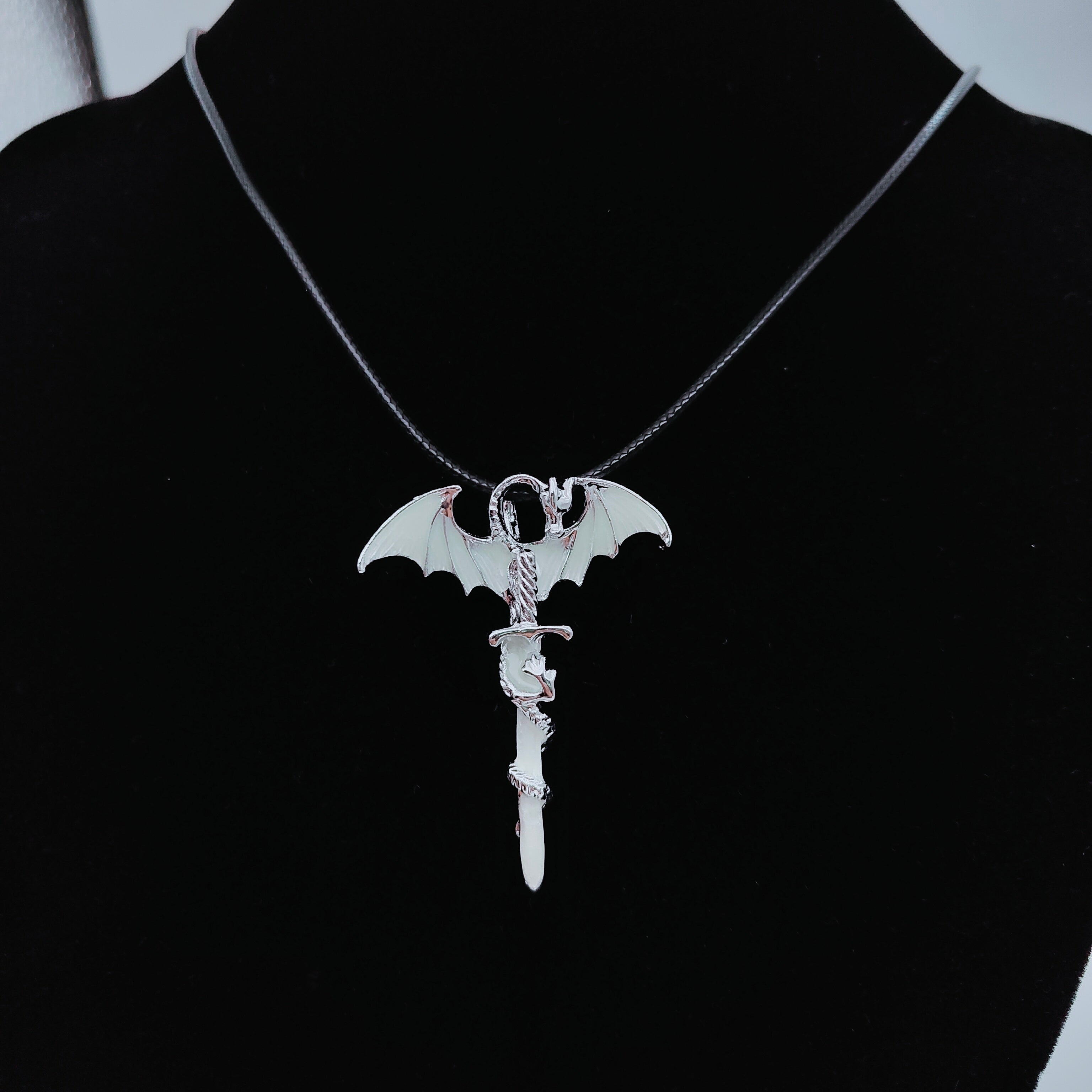 Glow in the Dark Dragon Sword Pendant and Chain