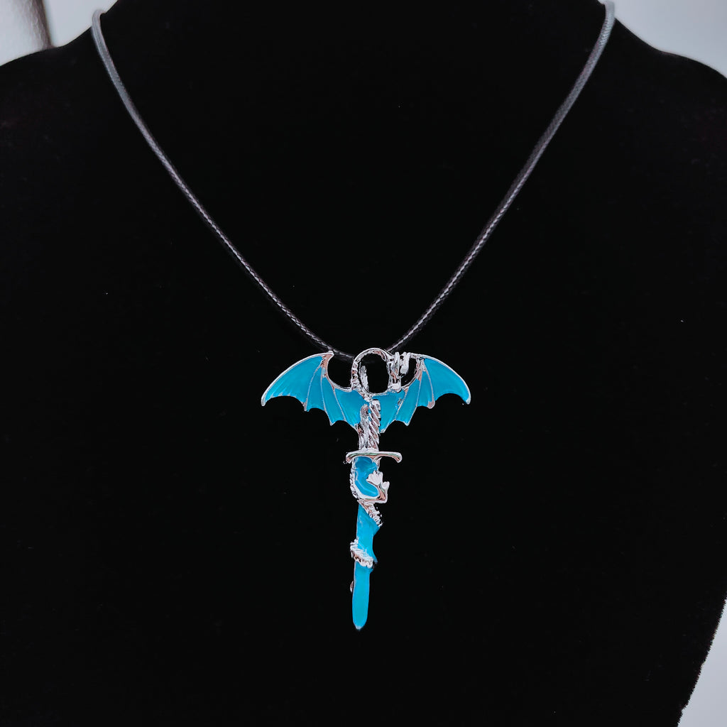 Glow in the Dark Dragon Sword Pendant and Chain