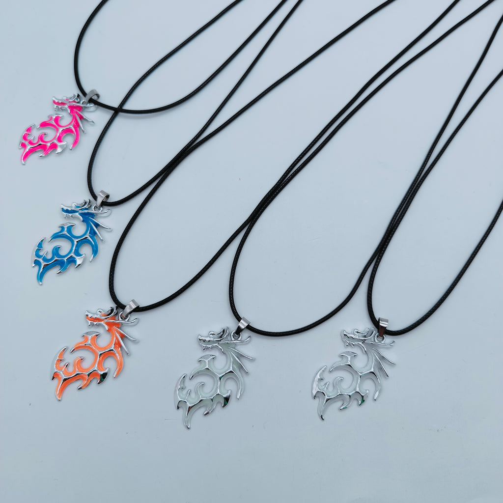 Tribal Flame Glow in the Dark Dragon Pendant and Chain