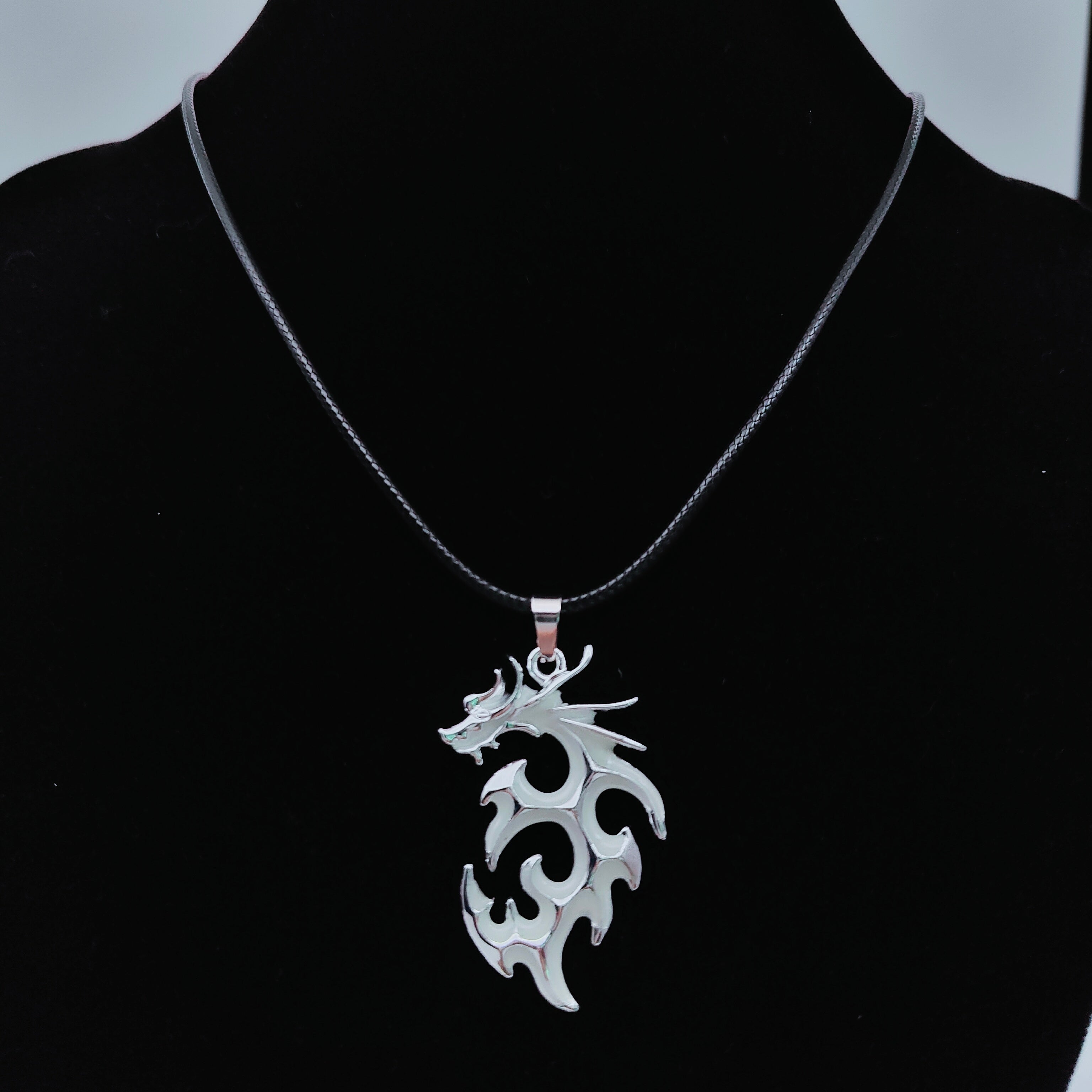 Tribal Flame Glow in the Dark Dragon Pendant and Chain