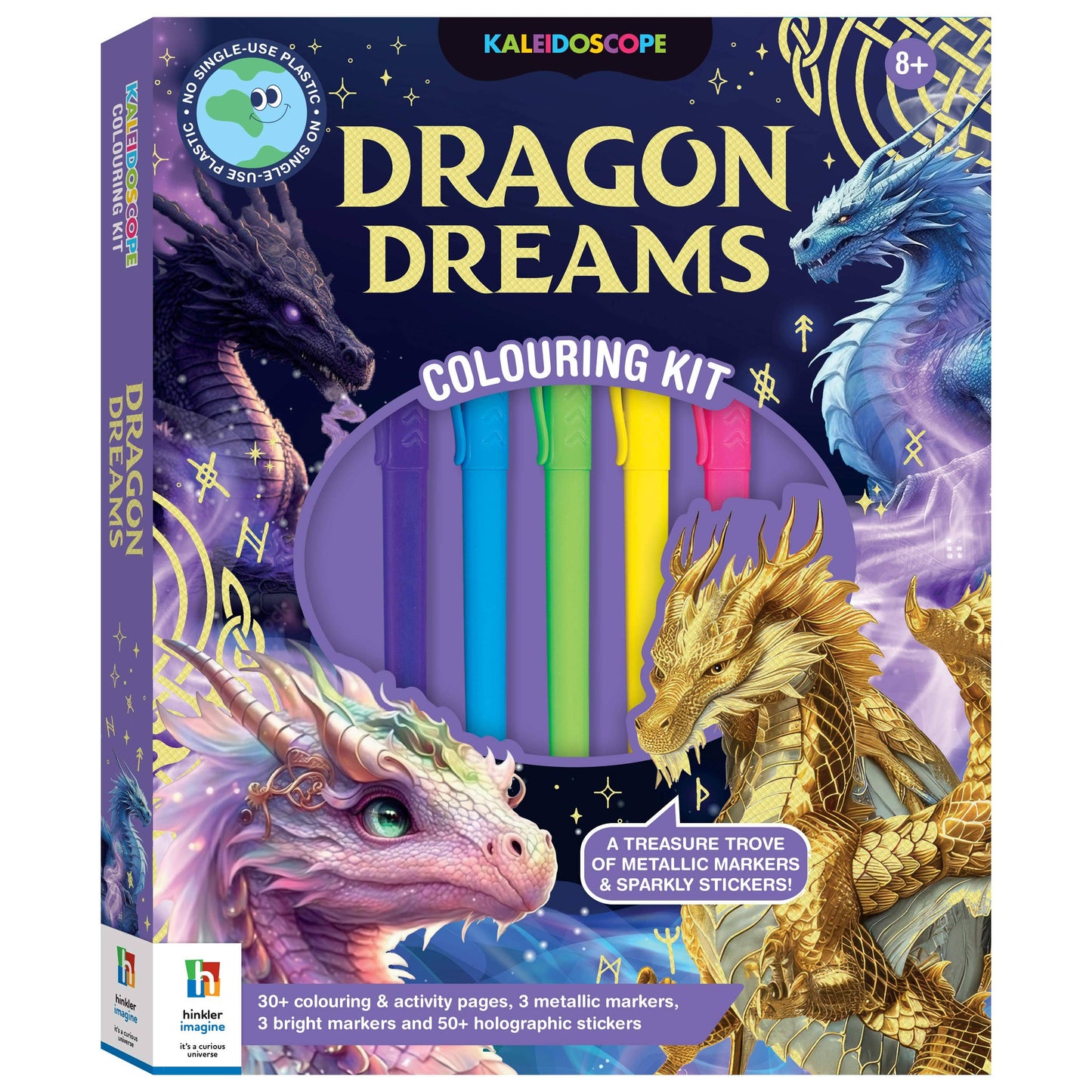 Kaleidoscope Colouring Kit – Dragon Dreams with Markers & Stickers