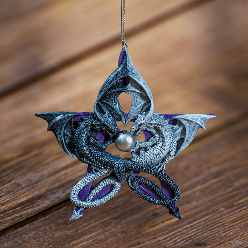 Pentagram Dragon Ornament by Anne Stokes