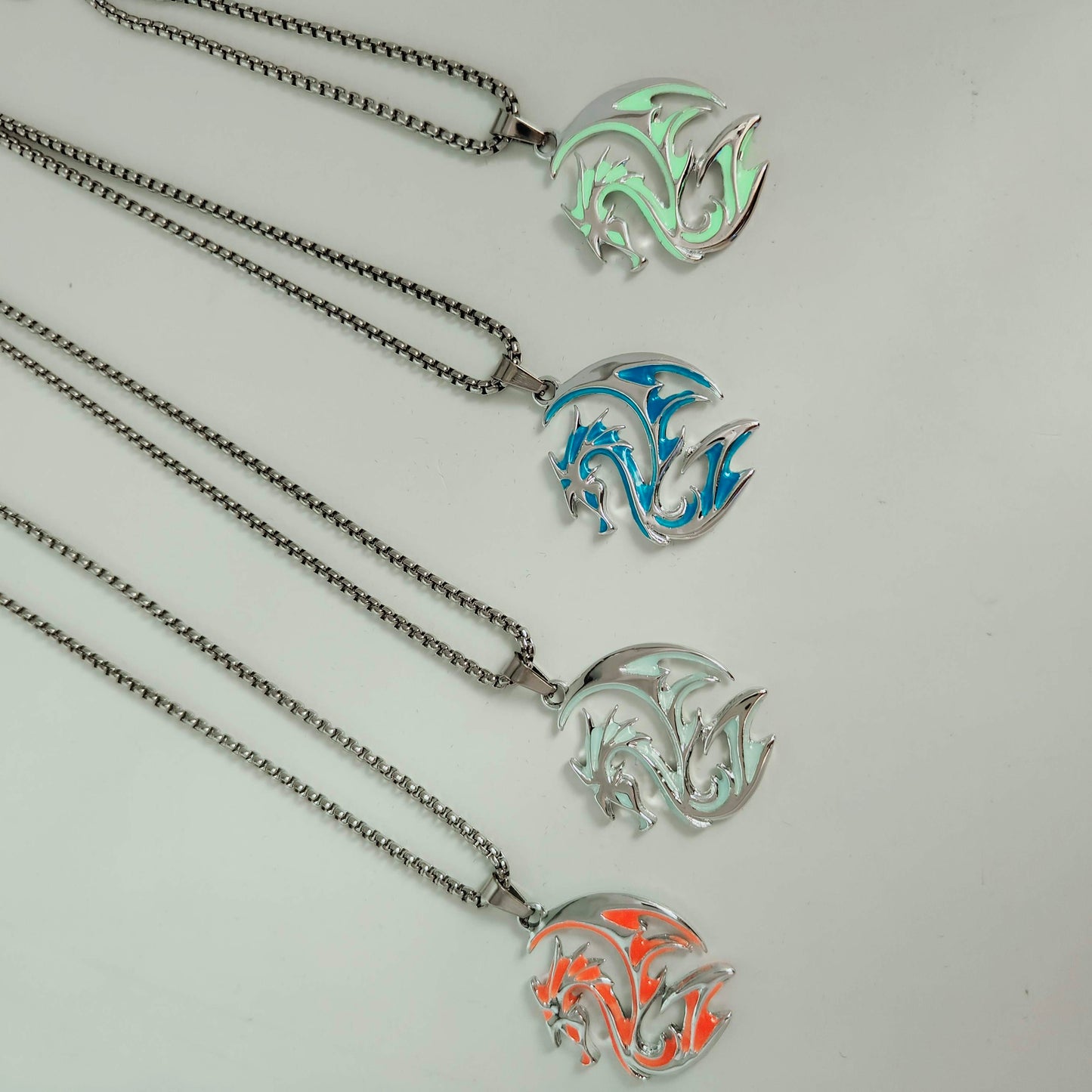 Glow in the Dark Tribal Dragon Pendant and necklace