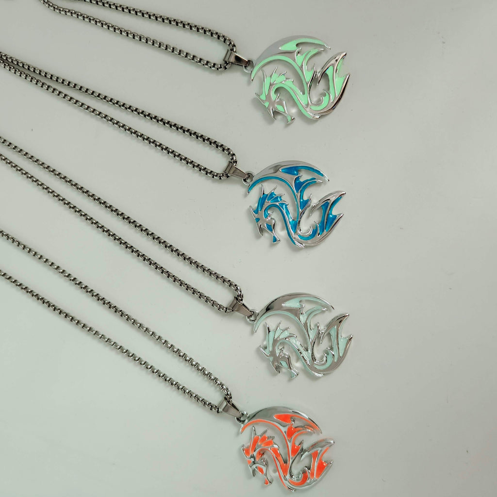 Glow in the Dark Tribal Dragon Pendant and necklace