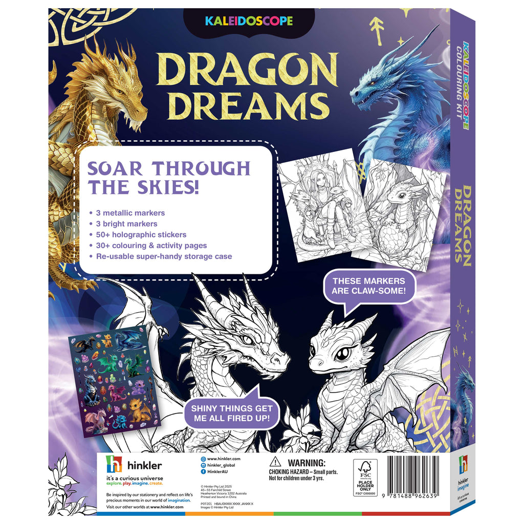 Kaleidoscope Colouring Kit – Dragon Dreams with Markers & Stickers
