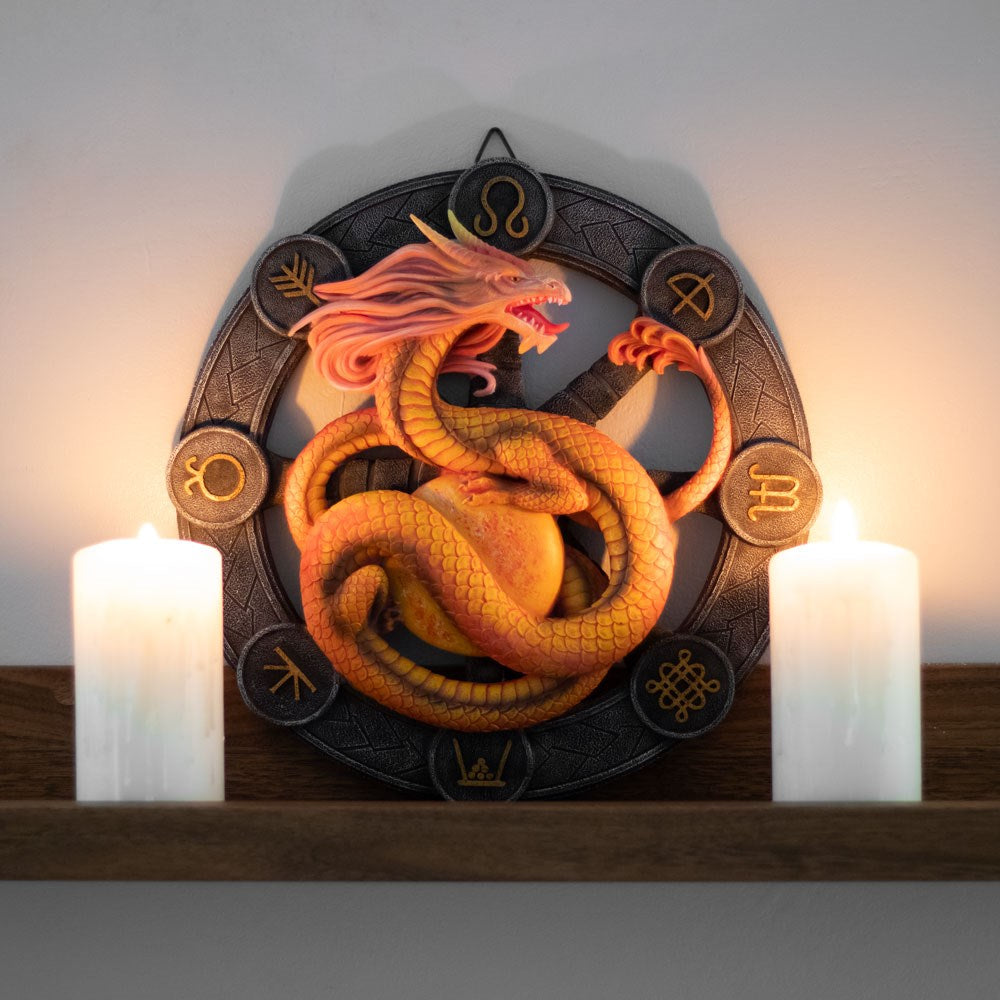Litha Dragon Resin Wall Plaque by Anne Stokes