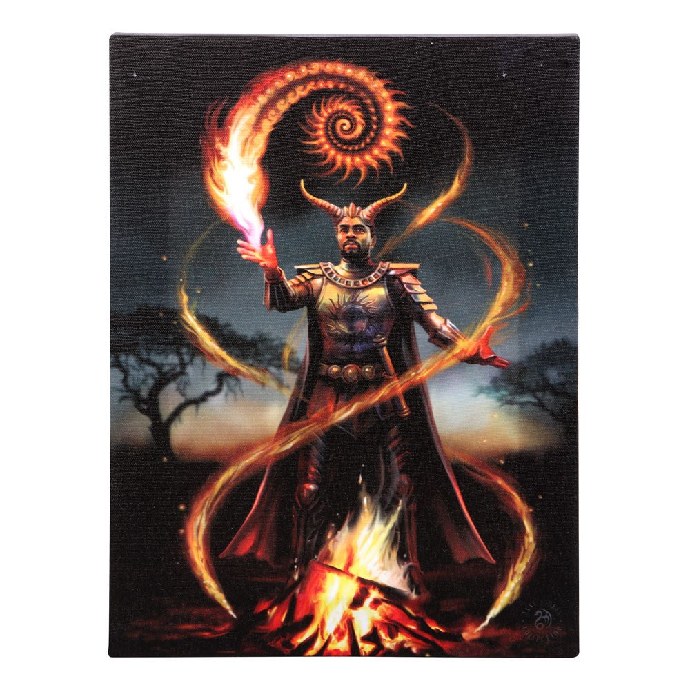 19X25CM Fire Element Wizard Canvas Plaque By Anne Stokes