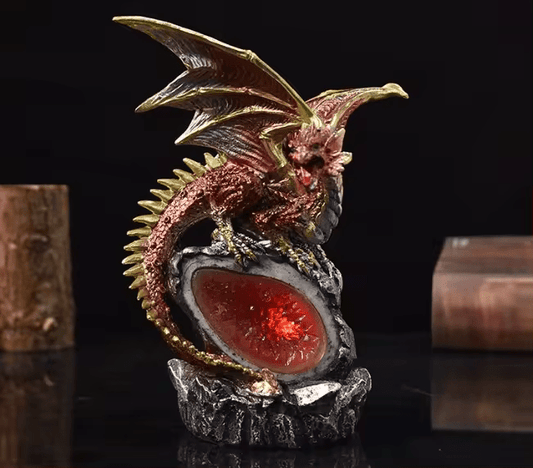 Red Dragon Geode Figurine