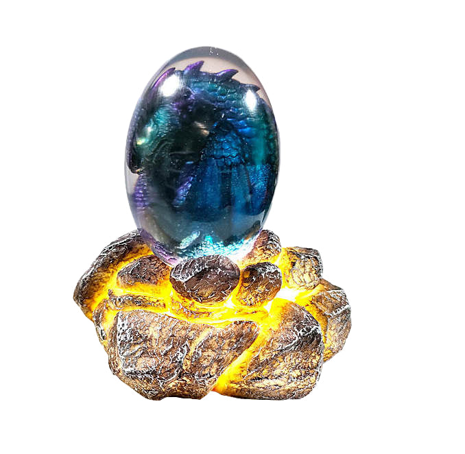 Luminous Lava Dragon Egg and Rock Base