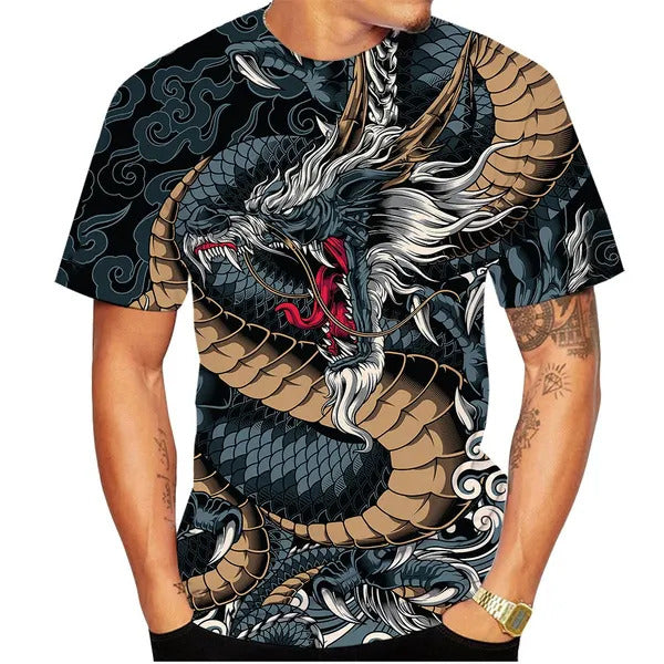 Chinese Dragon Print Grey and Black Shirt – Dragon Zone Australia