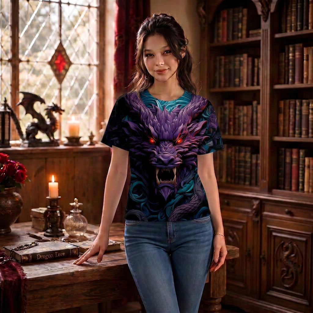 Electrifying Dragon head digitally printed T-Shirt
