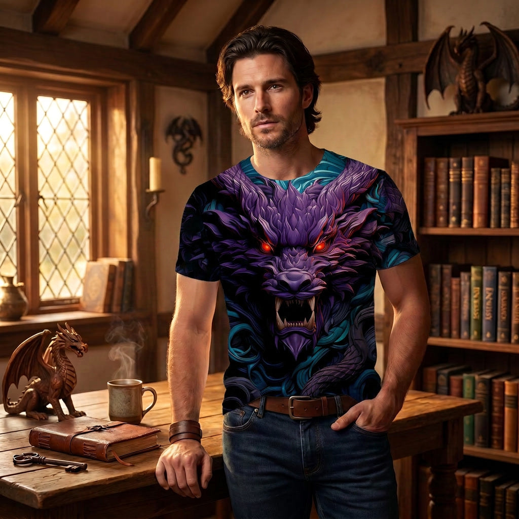 Electrifying Dragon head digitally printed T-Shirt
