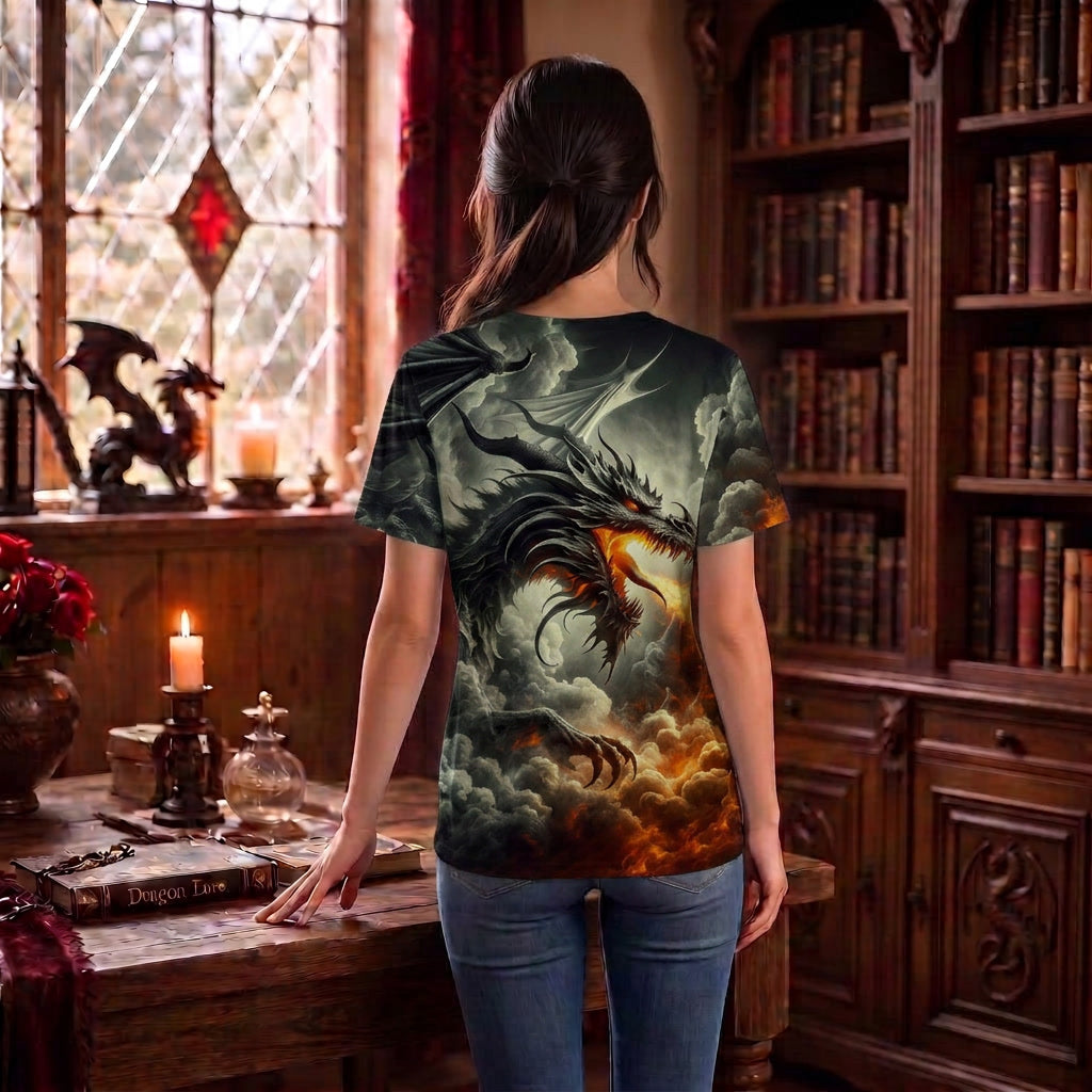 Fierce Black Dragon Firestorm T-Shirt