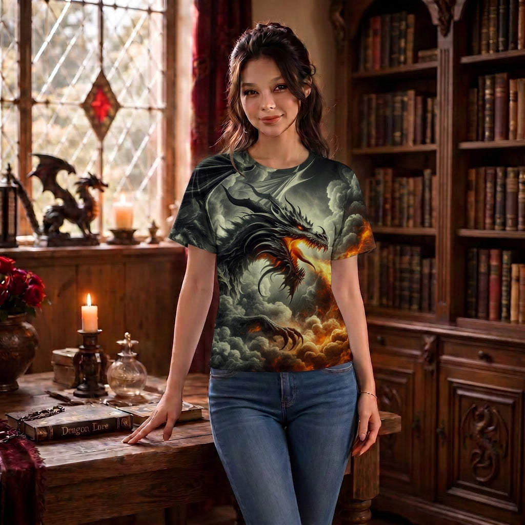 Fierce Black Dragon Firestorm T-Shirt