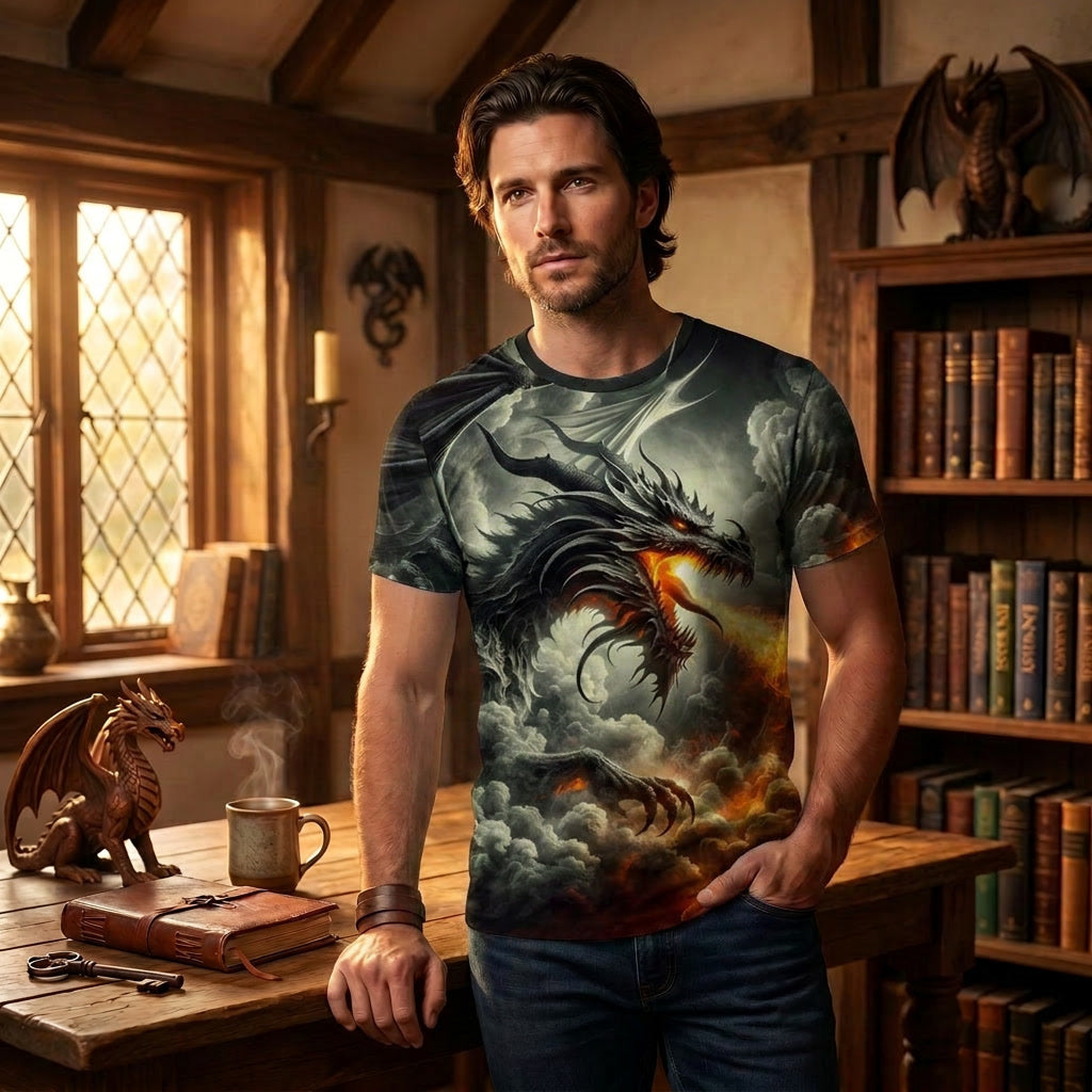 Fierce Black Dragon Firestorm T-Shirt