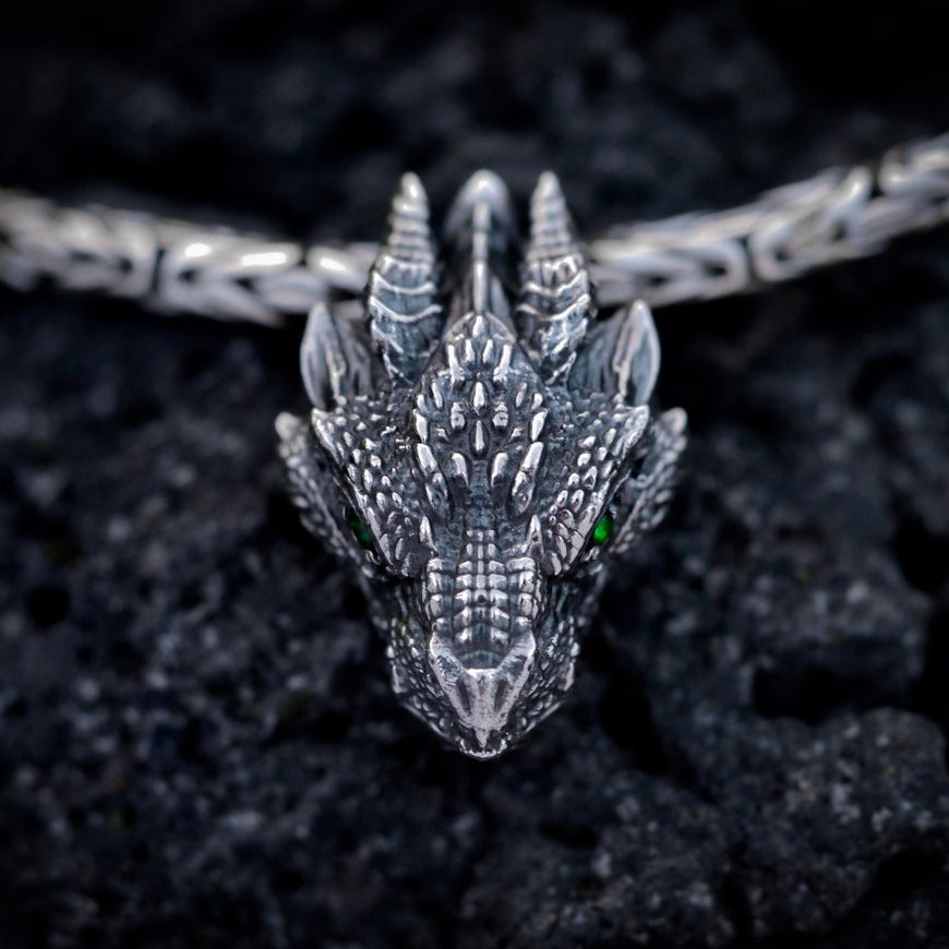 Antique Tin Myth Gothic Dragon Pendant Trendy Dragon Necklace