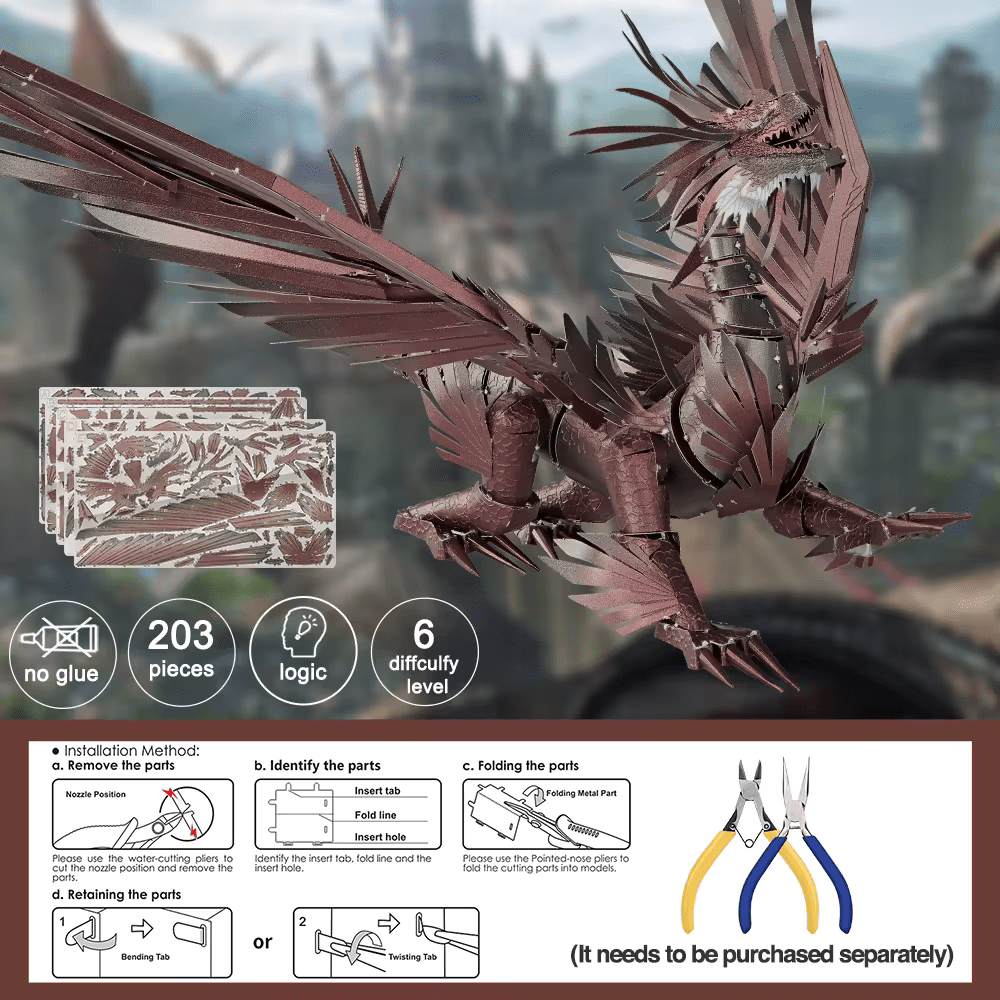 Hellstorm Dragon 3D Metal Jigsaw Puzzle