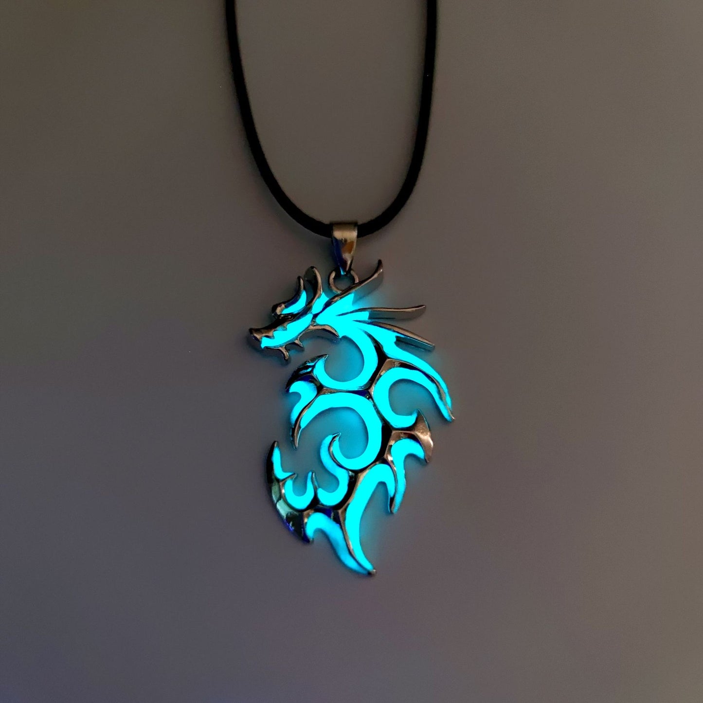 Tribal Flame Glow in the Dark Dragon Pendant and Chain