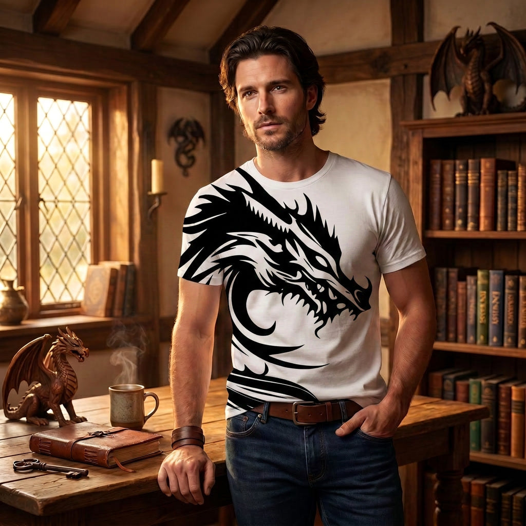 Tribal Dragon digitally printed T-Shirt