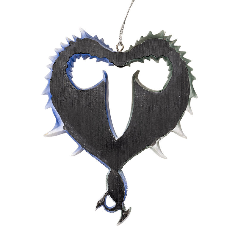 Anne Stokes Dragon Heart Ornament featuring two intertwined dragons forming a heart shape. Back