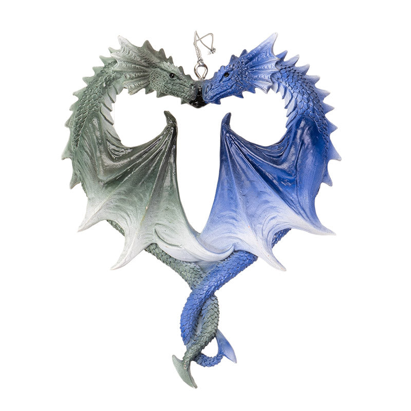 Anne Stokes Dragon Heart Ornament featuring two intertwined dragons forming a heart shape. Front