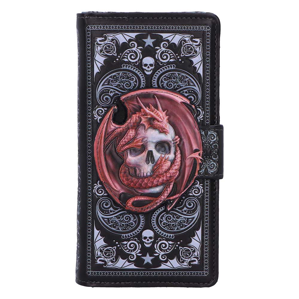 Anne Stokes Skull Embrace embossed gothic dragon purse wallet front view