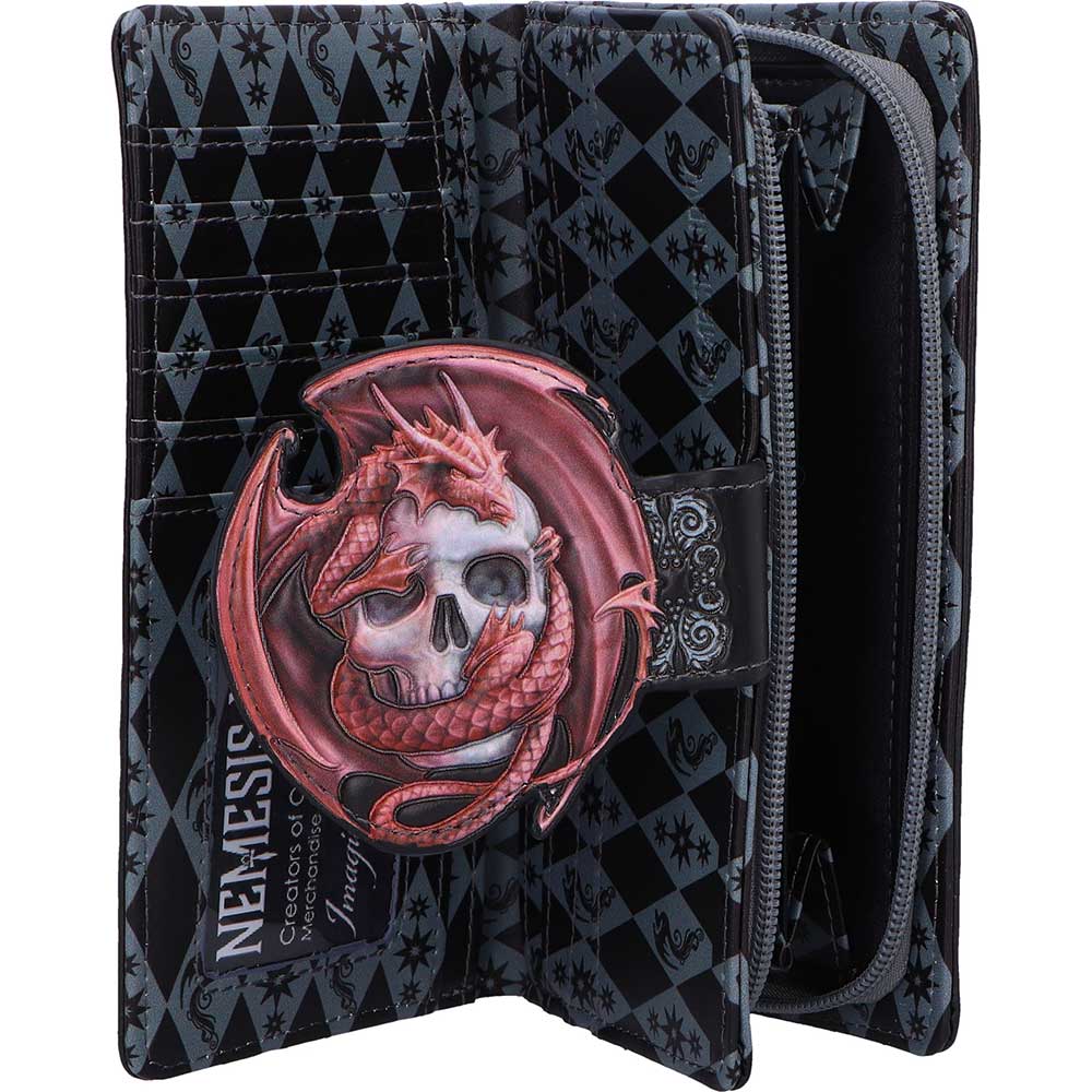 Anne Stokes Skull Embrace wallet interior card slots and zip coin pocket