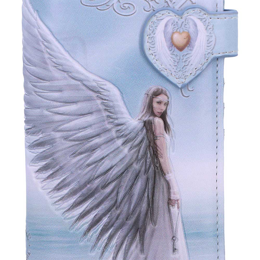 Close up of Spirit Guide angel artwork on embossed fantasy purse