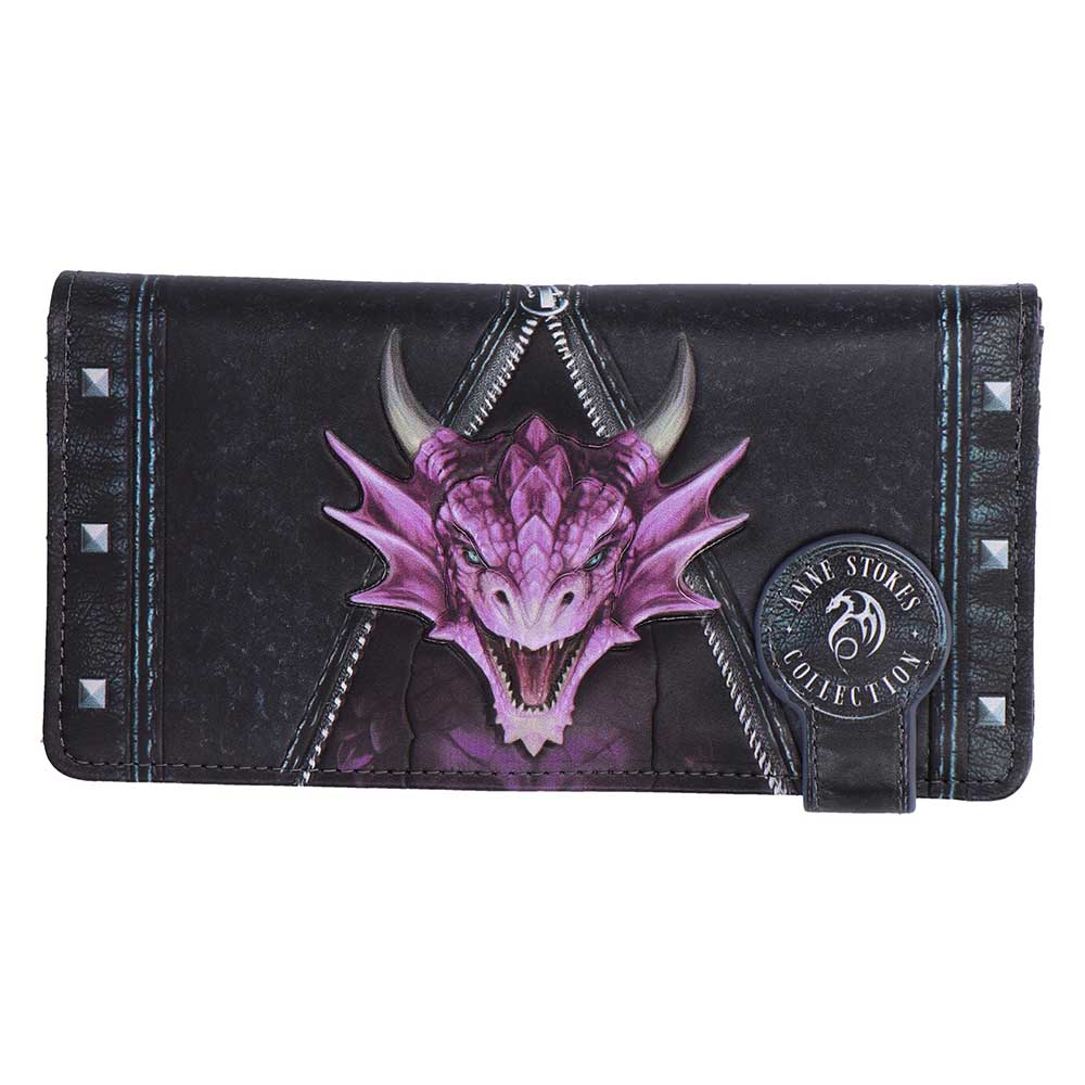 Unzipped Dragon embossed purse by Anne Stokes featuring pink dragon artwork