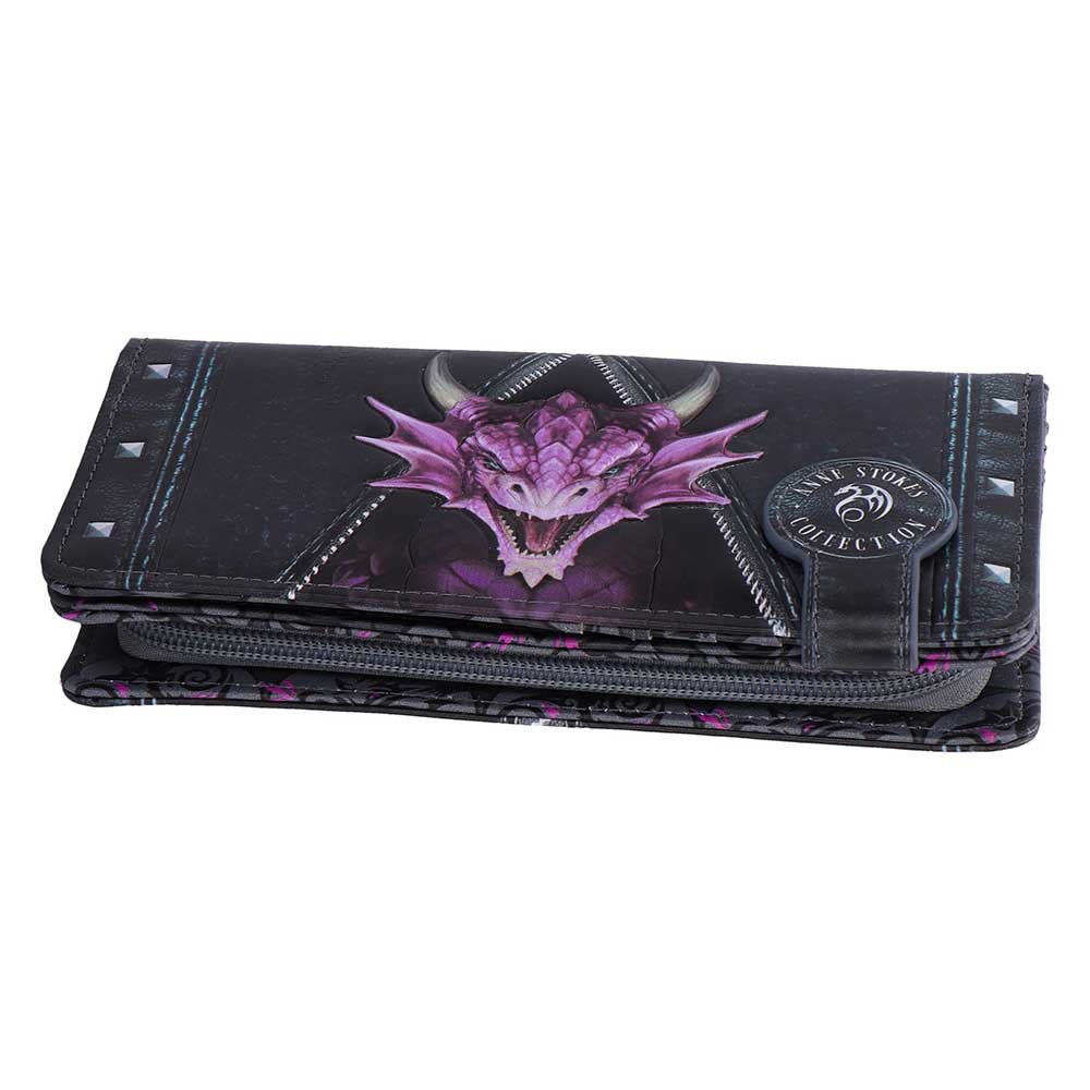 Anne Stokes dragon purse showing fantasy dragon emerging through zipper