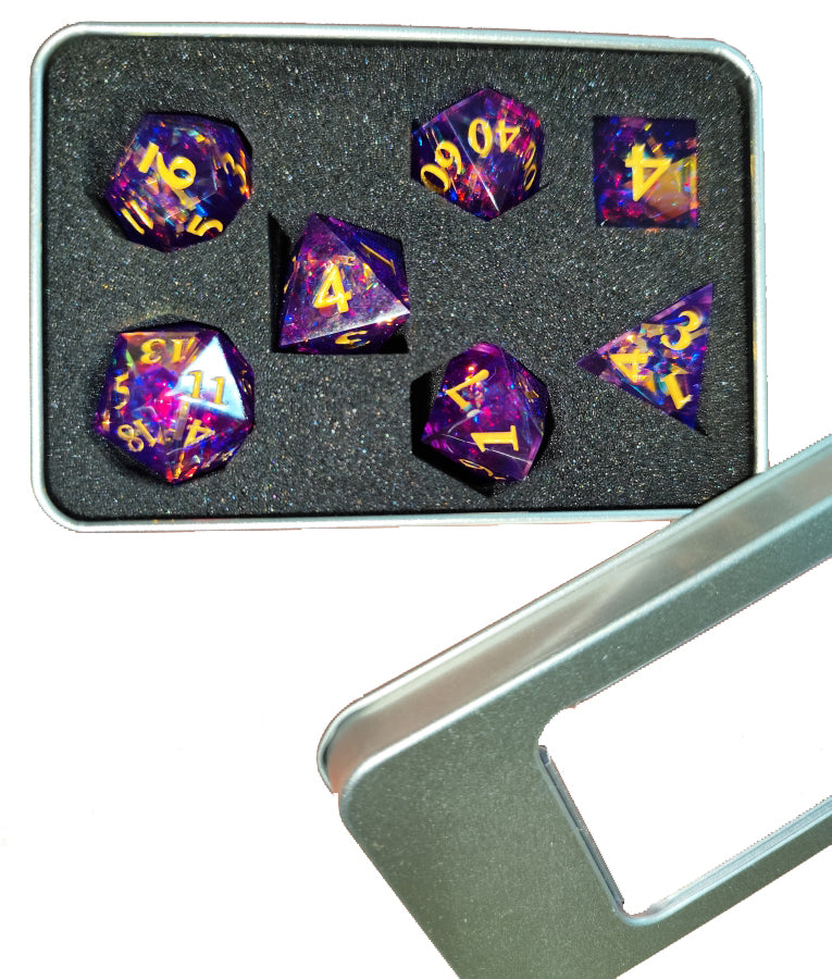 Caged Dragon Metal Dice Set – Brass Highlights