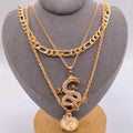 3 piece dragon and coin pendants and chains