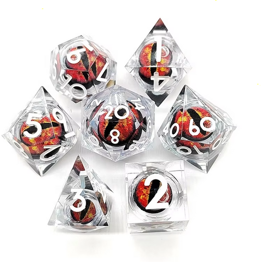 Dragon’s Eye Acrylic Dice Set – Fiery Red