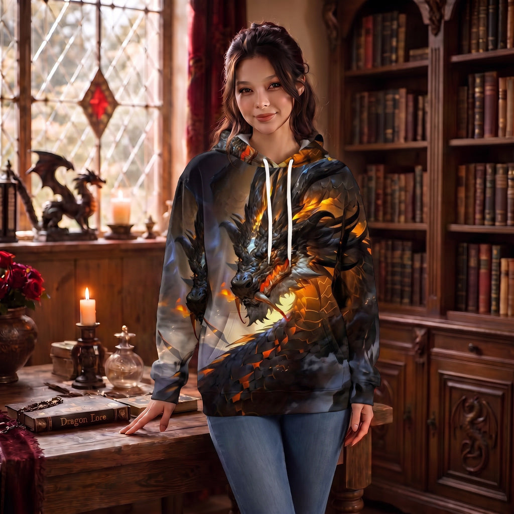 Infernal Dragon Hoodie Female Model Front