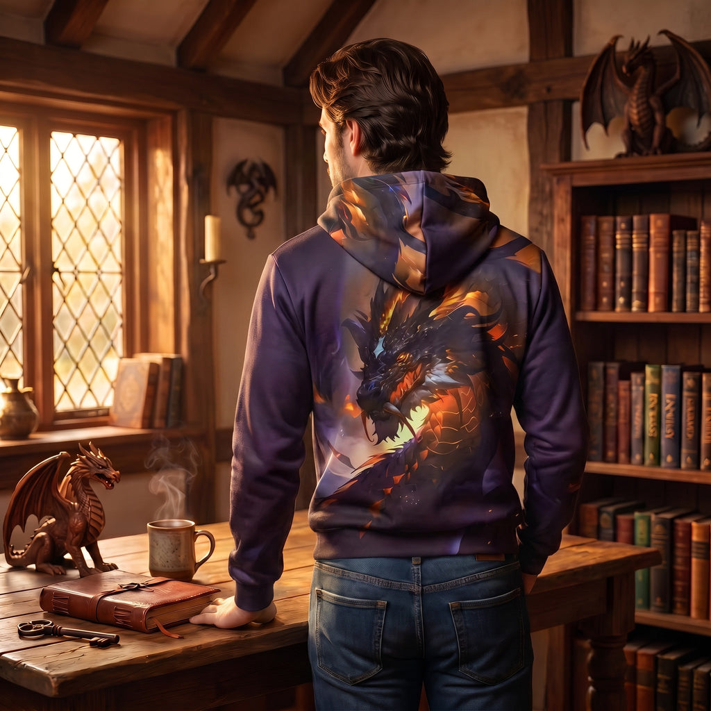 Infernal Dragon Hoodie Male Model Back