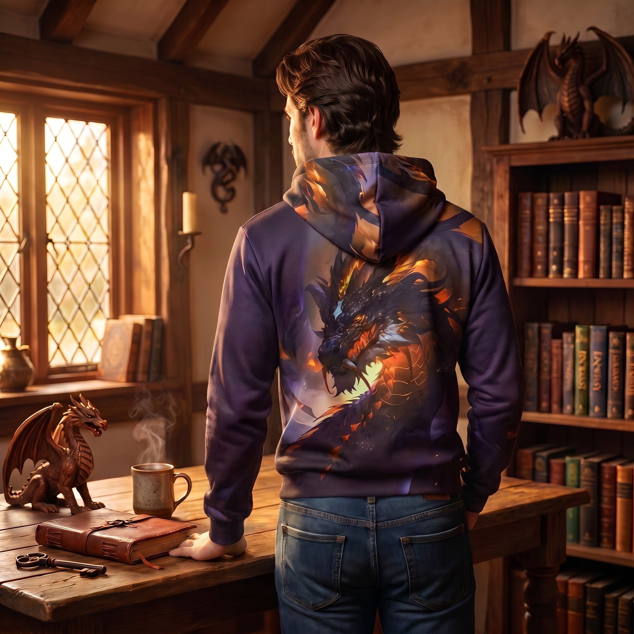 Infernal Dragon Hoodie Male Model Back