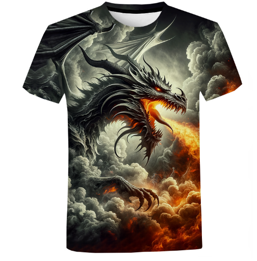 Fierce Black Dragon Firestorm T-Shirt