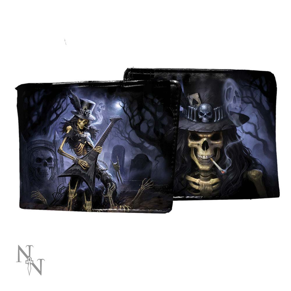 James Ryman Play Dead skeleton guitar wallet with gothic graveyard artwork