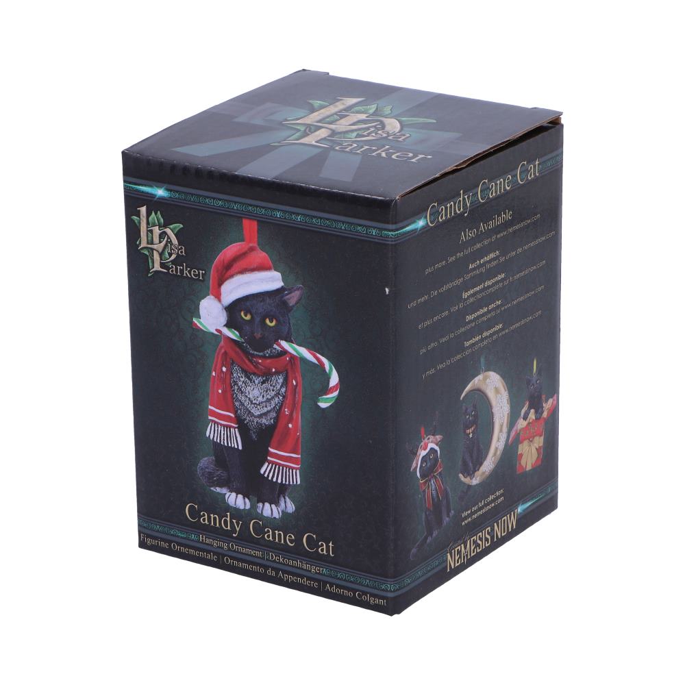Lisa Parker Candy Cane Cat hanging ornament presentation gift box