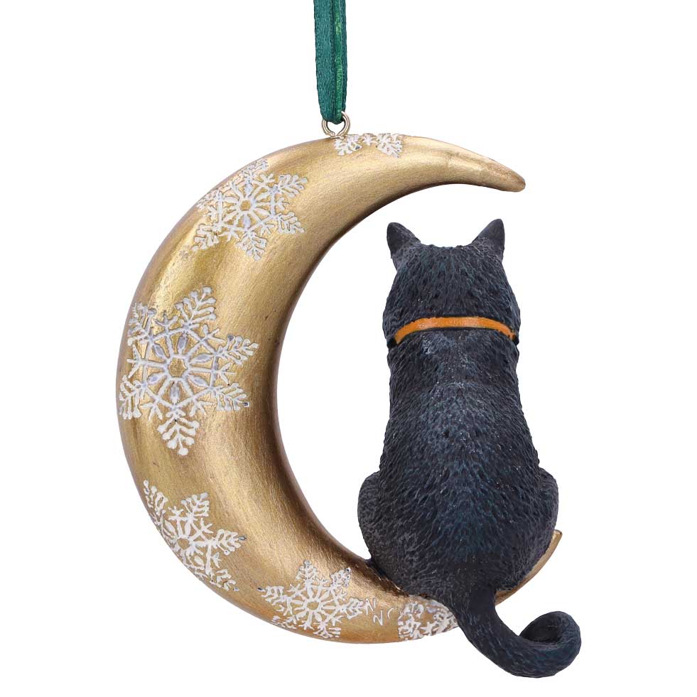 Back view of Lisa Parker Moon Cat hanging ornament