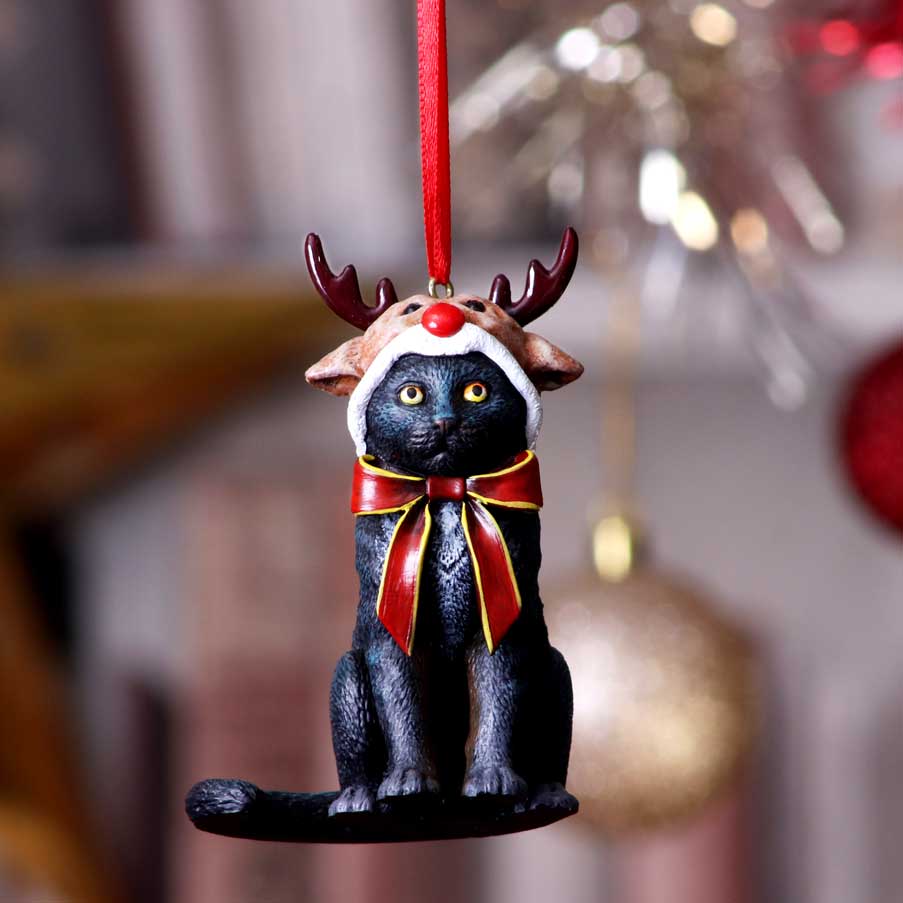 Lisa Parker Reindeer Cat hanging ornament displayed in the DragonZone collector setting