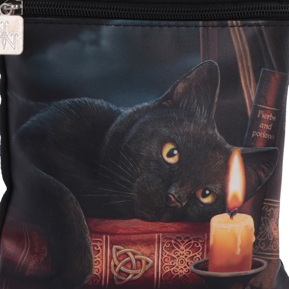 The Witching Hour artwork detail with black cat candle and mystical books