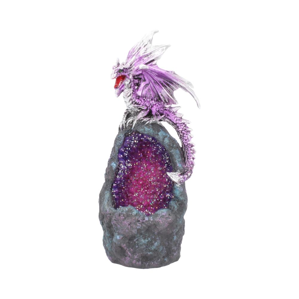 Amethyst Crystal Geode Protecting Dragon figure