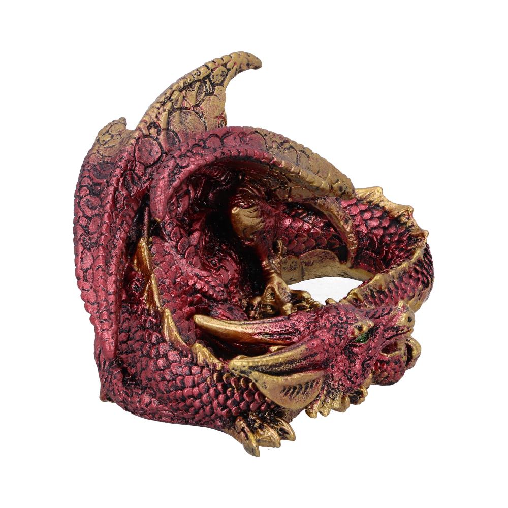 Aaden Red and Golden Resting Dragon Figurine