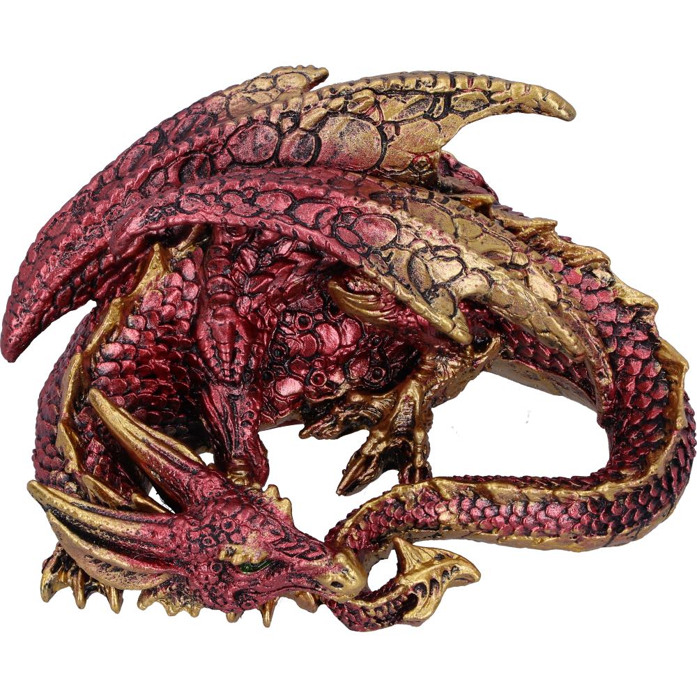 Aaden Red and Golden Resting Dragon Figurine