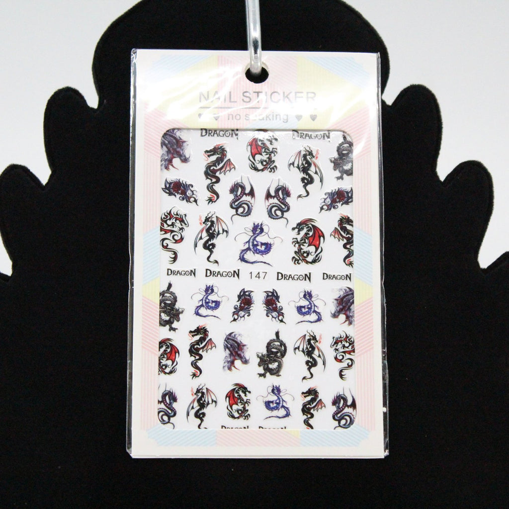 Finger Nail Art Gothic Tribal Chinese Dragon Stickers