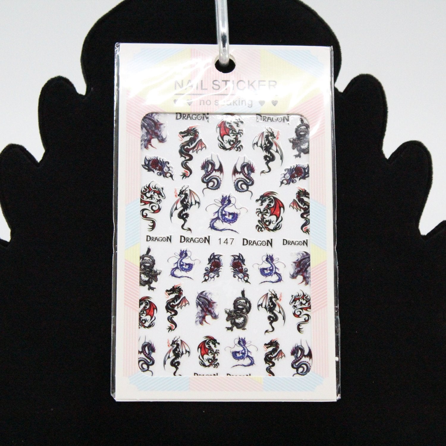 Finger Nail Art Gothic Tribal Chinese Dragon Stickers
