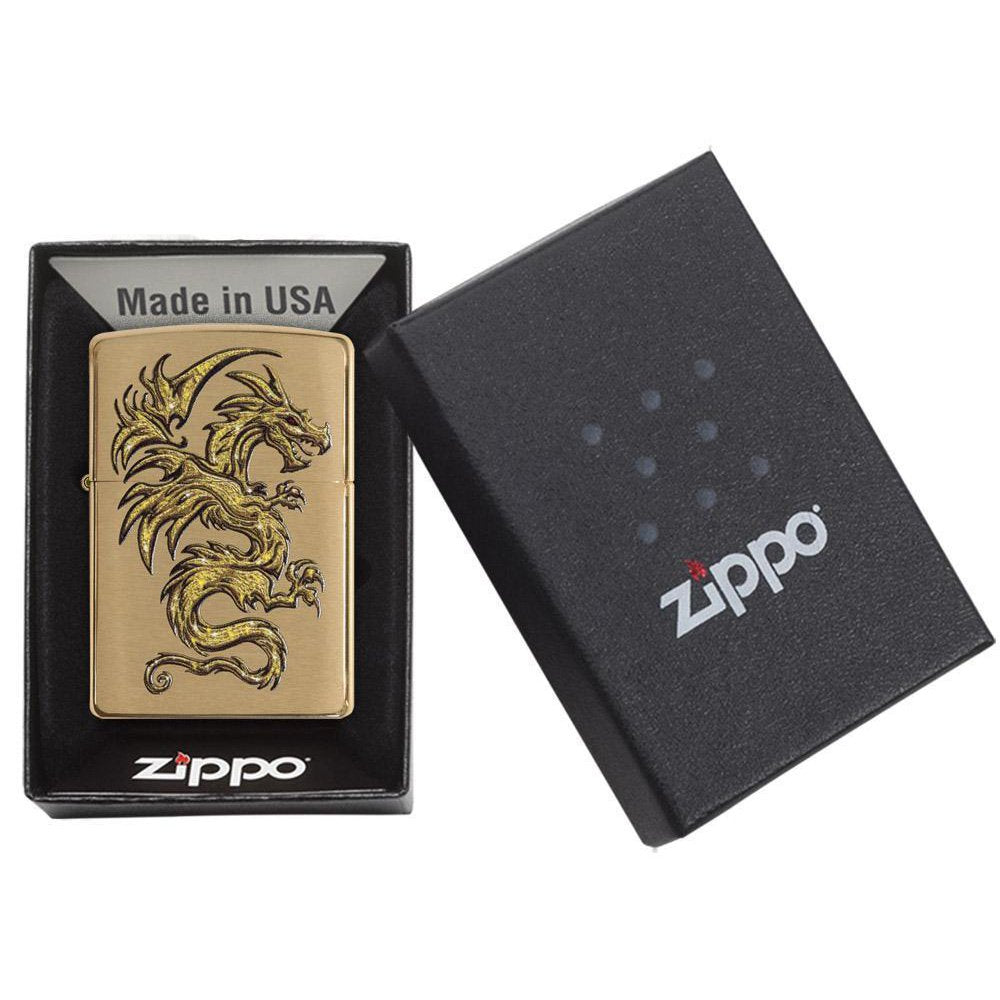 Gold Dragon Tribal Design Zippo Lighter