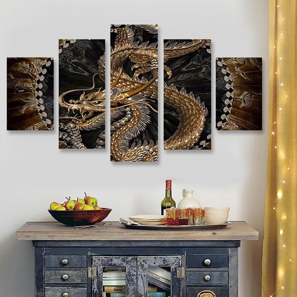 Chinese Dragon 5 Panel Canvas Print